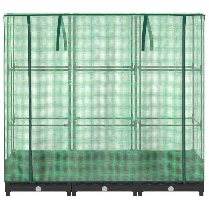 Fioriera rialzata per aiuola fioriera per terrazza giardino rialzato con copertura effetto rattan 120 x 40 x 123 cm nero 02_0038735