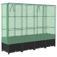 Fioriera rialzata per aiuola fioriera per terrazza giardino rialzato con copertura effetto rattan 160 x 40 x 138 cm nero 02_0038756