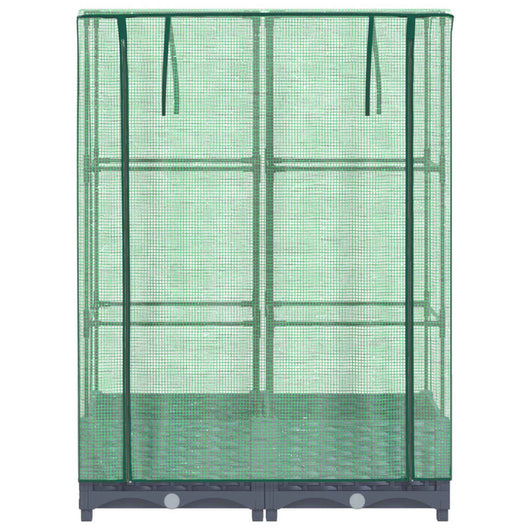 Fioriera rialzata per terrazza giardino rialzato con copertura effetto rattan 80 x 40 x 123 cm Blu grigio 02_0038786