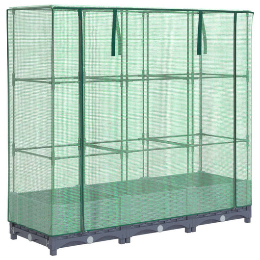 Fioriera rialzata per terrazza giardino rialzato con copertura effetto rattan 120 x 40 x 123 cm Blu grigio 02_0038732