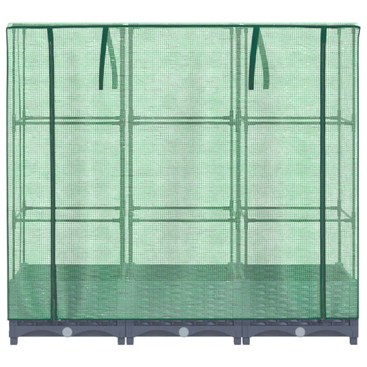 Fioriera rialzata per terrazza giardino rialzato con copertura effetto rattan 120 x 40 x 123 cm Blu grigio 02_0038732