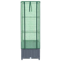 Vaso per fioriera rialzata per piante fiori terrazza da giardino rialzata con rivestimento in simil rattan 40 x 40 x 139 cm Blu grigio 02_0038772