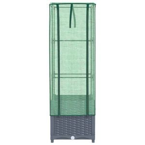 Vaso per fioriera rialzata per piante fiori terrazza da giardino rialzata con rivestimento in simil rattan 40 x 40 x 139 cm Blu grigio 02_0038772