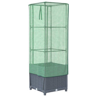 Vaso per fioriera rialzata per piante fiori terrazza da giardino rialzata con rivestimento in simil rattan 40 x 40 x 139 cm Blu grigio 02_0038772