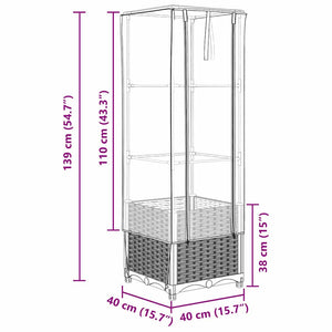 vidaXL Letto Rialzato con Copertura Serra Effetto Rattan 40x40x139 cm