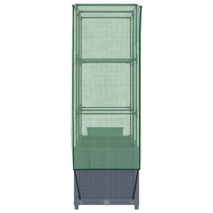 Fioriera rialzata per aiuola fioriera per terrazza giardino rialzato con copertura effetto rattan 80 x 40 x 138 cm Blu grigio 02_0038790