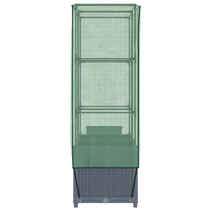 Fioriera rialzata per aiuola fioriera per terrazza giardino rialzato con copertura effetto rattan 80 x 40 x 138 cm Blu grigio 02_0038790