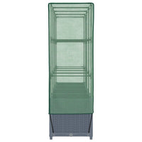 Fioriera rialzata per terrazza giardino rialzato con copertura effetto rattan 160 x 40 x 138 cm Blu grigio 02_0038753