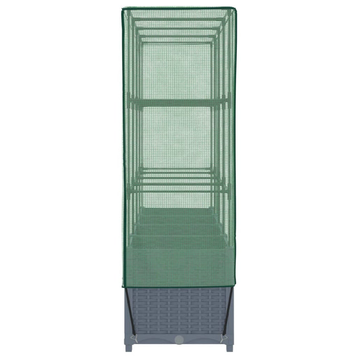 Fioriera rialzata per terrazza giardino rialzato con copertura effetto rattan 160 x 40 x 138 cm Blu grigio 02_0038753