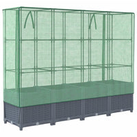 Fioriera rialzata per terrazza giardino rialzato con copertura effetto rattan 160 x 40 x 138 cm Blu grigio 02_0038753