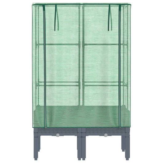Aiuola rialzata/fioriera con copertura effetto rattan 80 x 40 x 140 cm grigio 02_0038793