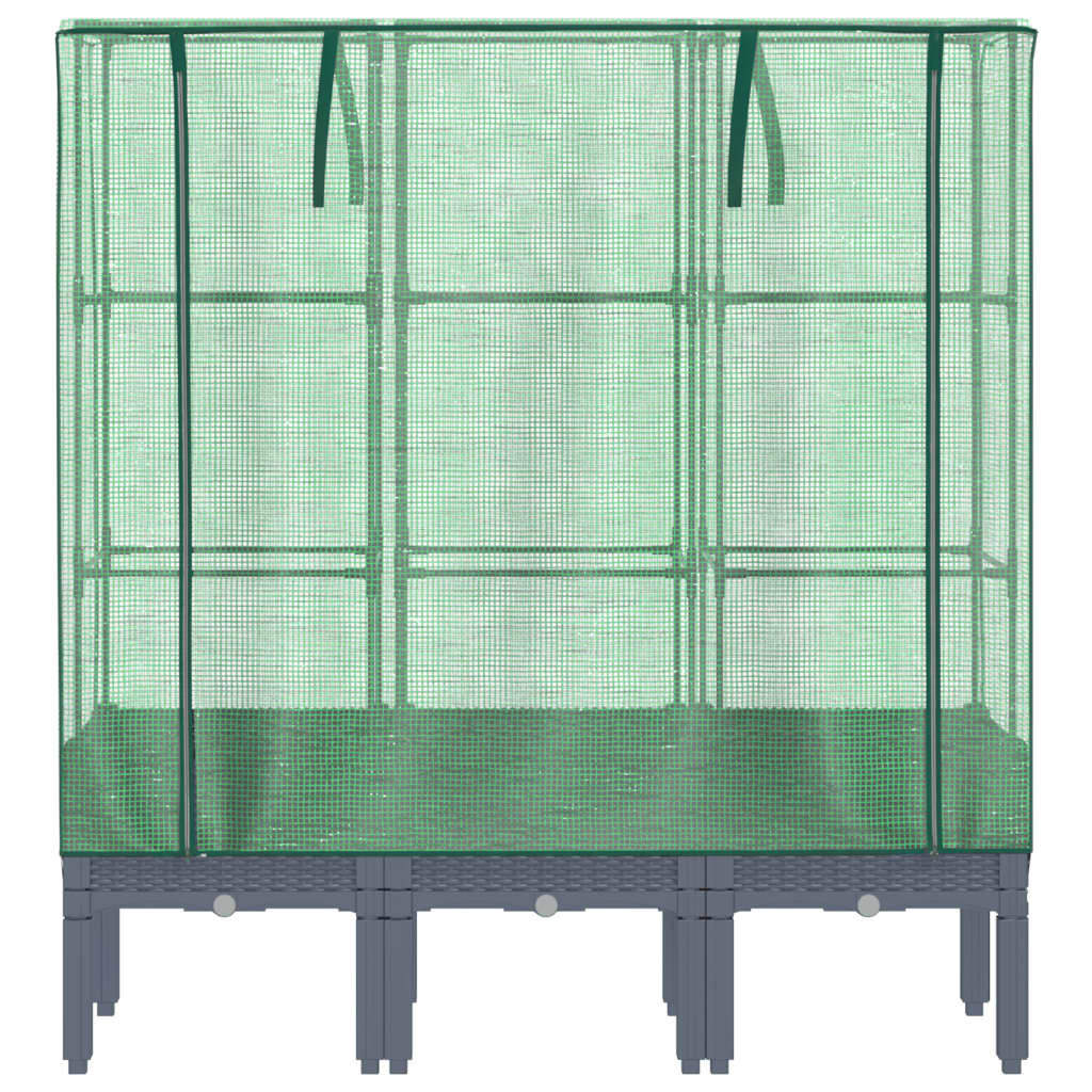 Vaso per fioriera rialzata per piante fiori terrazza da giardino rialzata con rivestimento in simil rattan 120 x 40 x 140 cm Blu grigio 02_0038745