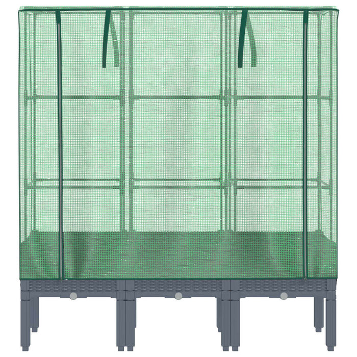 Vaso per fioriera rialzata per piante fiori terrazza da giardino rialzata con rivestimento in simil rattan 120 x 40 x 140 cm Blu grigio 02_0038745