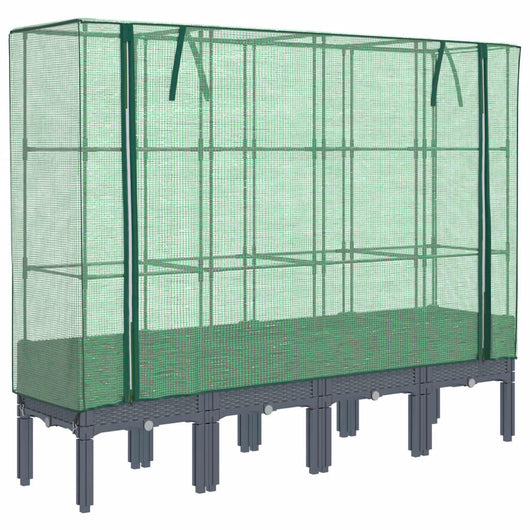 Vaso rialzato per fioriera piante fiori terrazza da giardino rialzata con rivestimento in simil rattan 160 x 40 x 140 cm Blu grigio 02_0038761