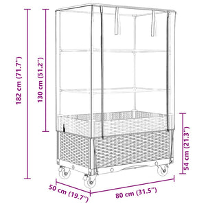 Letto Rialzato con Copertura e Ruote Effetto Rattan 80x50x182cm 4015836