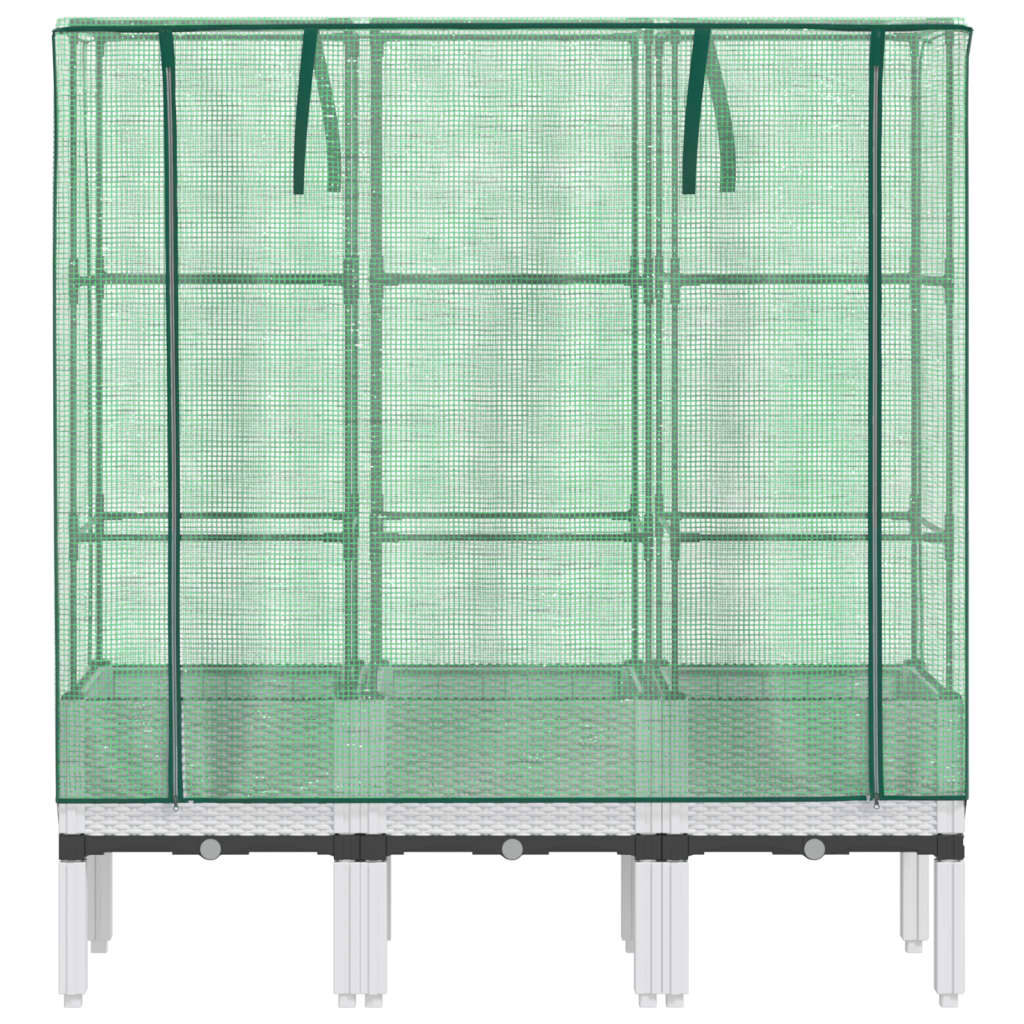 Vaso per fioriera rialzata per piante fiori terrazza da giardino rialzata con rivestimento in simil rattan 120 x 40 x 140 cm bianco 02_0038746