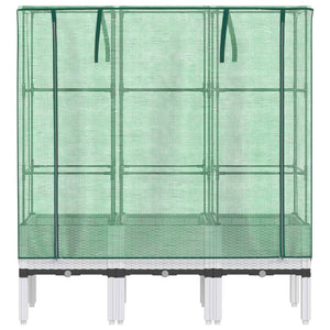 Vaso per fioriera rialzata per piante fiori terrazza da giardino rialzata con rivestimento in simil rattan 120 x 40 x 140 cm bianco 02_0038746