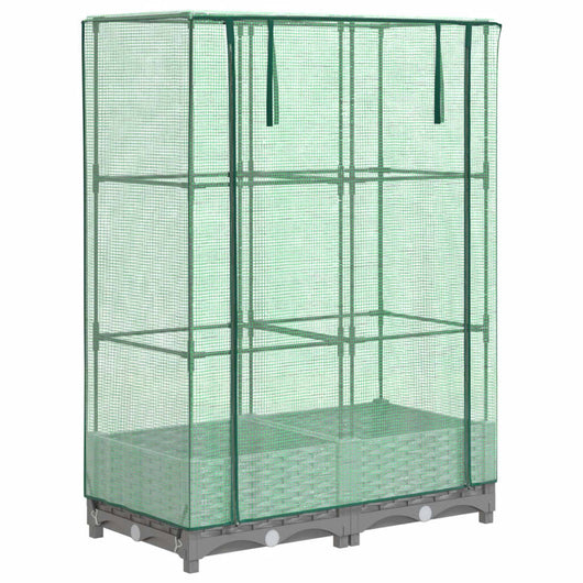 Fioriera rialzata per terrazza giardino rialzato con copertura effetto rattan 80 x 40 x 123 cm grigio chiaro 02_0038784