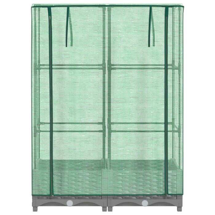 Fioriera rialzata per terrazza giardino rialzato con copertura effetto rattan 80 x 40 x 123 cm grigio chiaro 02_0038784