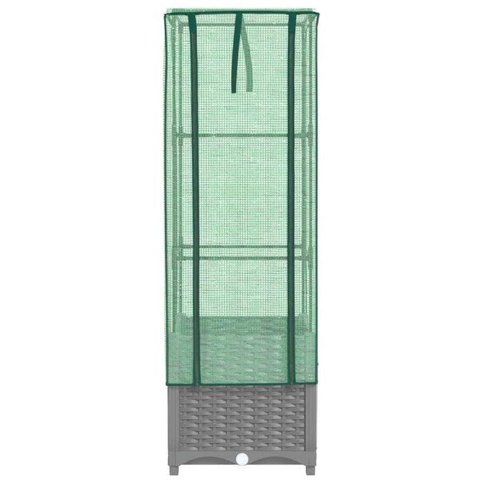 Letto Rialzato con Copertura Serra Effetto Rattan 40x40x139 cm 4015855