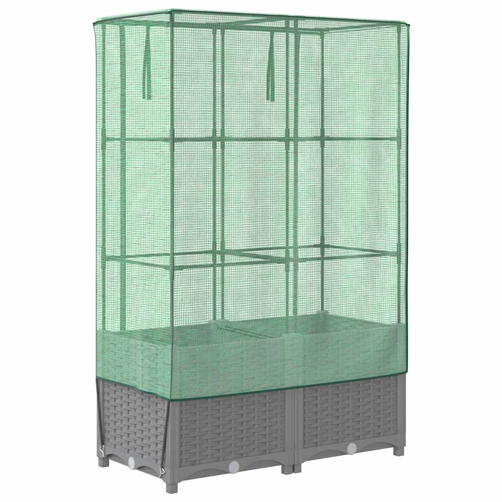 Letto Rialzato con Copertura Serra Effetto Rattan 80x40x138 cm 4015856