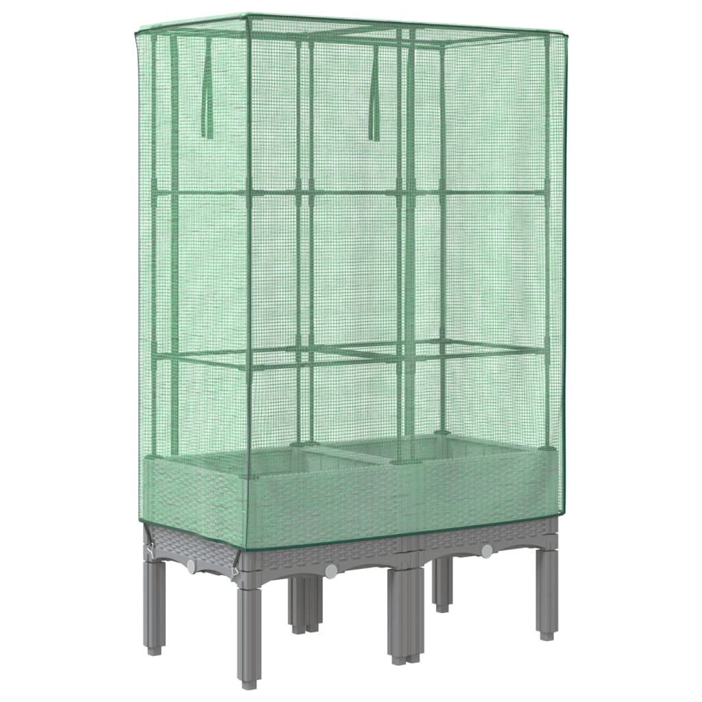 Vaso per fioriera rialzata per piante fiori terrazza da giardino rialzata con rivestimento in simil rattan 80 x 40 x 140 cm grigio chiaro 02_0038796