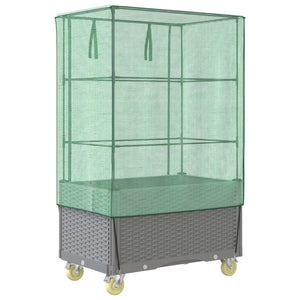 Letto Rialzato con Copertura e Ruote Effetto Rattan 80x50x182cm 4015864