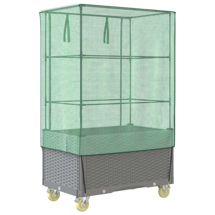 Letto Rialzato con Copertura e Ruote Effetto Rattan 80x50x182cm 4015864