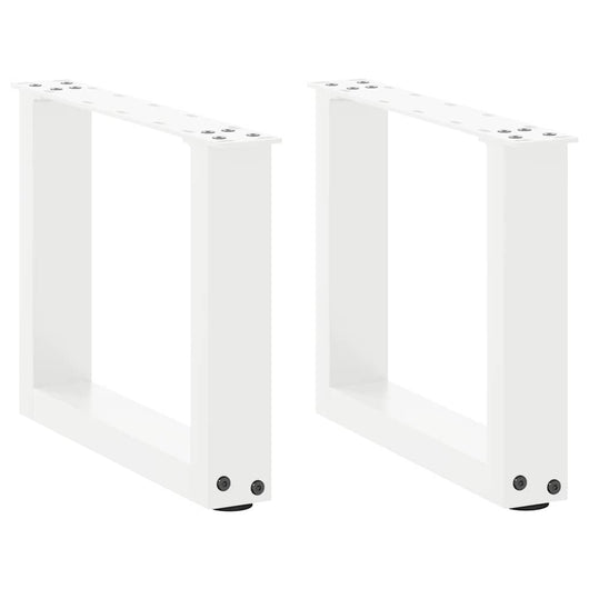 Gambe per Tavolino da CaffÃ¨ a Forma di U 2 pz Bianche 40x(30-31) cm Acciaio