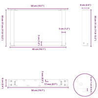vidaXL Gambe per Tavolino da Caffè a Forma di U 2 pz Nere 50x(30-31) cm Acciaio