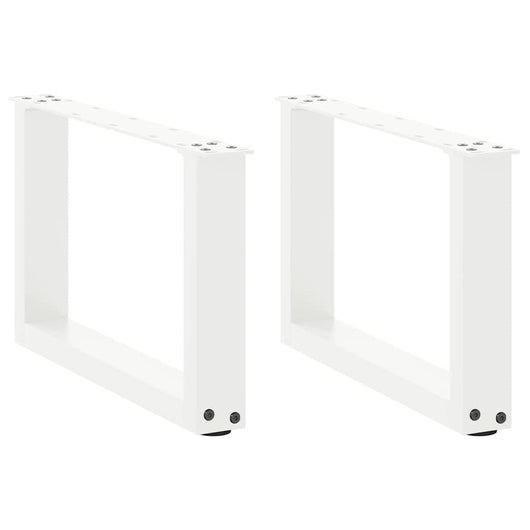 Set di 2 gambe per tavolino a forma di U 50 x 30 cm struttura robusta con moderni piedini livellatori in acciaio bianco 02_0057377