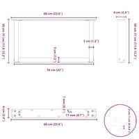 vidaXL Gambe per Tavolino da Caffè a Forma di U 2 pz Nere 60x(30-31) cm Acciaio