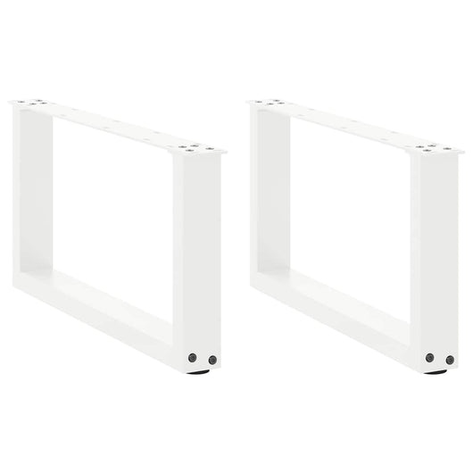 Set di 2 gambe robuste per tavolino da caffè a forma di U 60 x 30 cm con piedini regolabili design moderno acciaio bianco 02_0057381