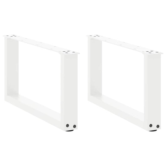 Gambe per Tavolino da Caffè a Forma di U 2 pz Bianche 70x(30-31) cm Acciaio