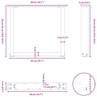 vidaXL Gambe per Tavolino da Caffè a Forma di U 2 pz Nere 50x(42-43) cm Acciaio