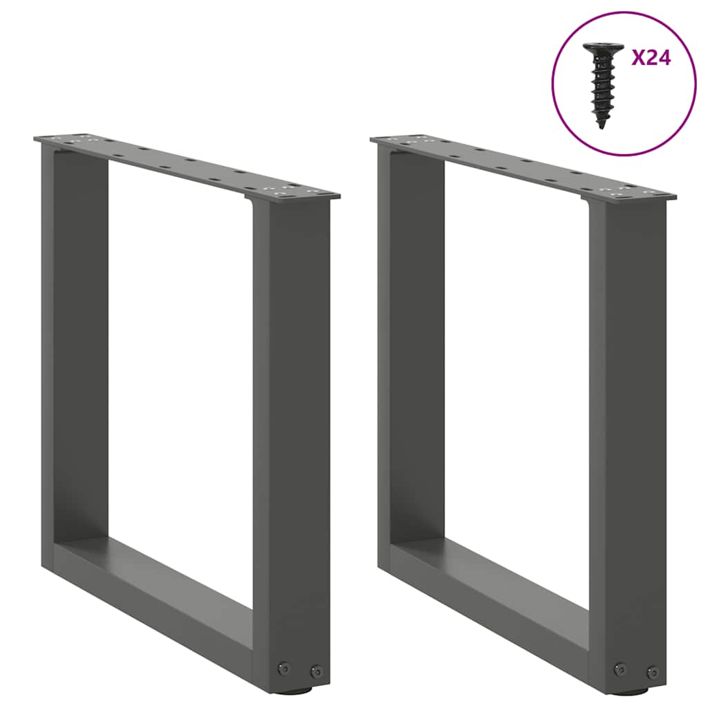 Gambe per Tavolino da Caff¨¨ a Forma di U 2 pz-Set di 2 Gamba per Tavolo Antracite 50x(42-43) cm Acciaio