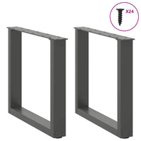 Gambe per Tavolino da Caff¨¨ a Forma di U 2 pz-Set di 2 Gamba per Tavolo Antracite 50x(42-43) cm Acciaio