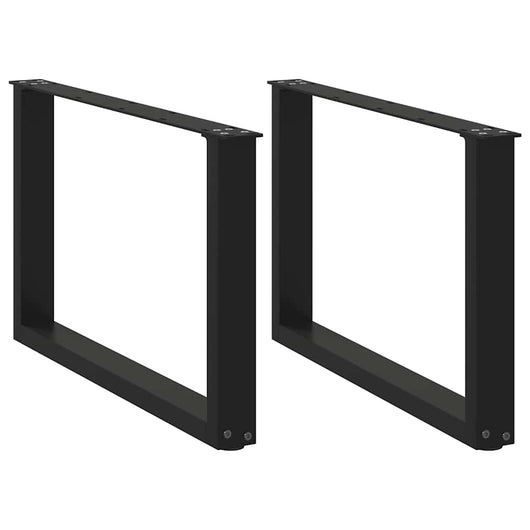 Set di 2 gambe regolabili per tavolino da caffè a forma di U 60 x 42-43 cm design moderno acciaio nero 02_0057400