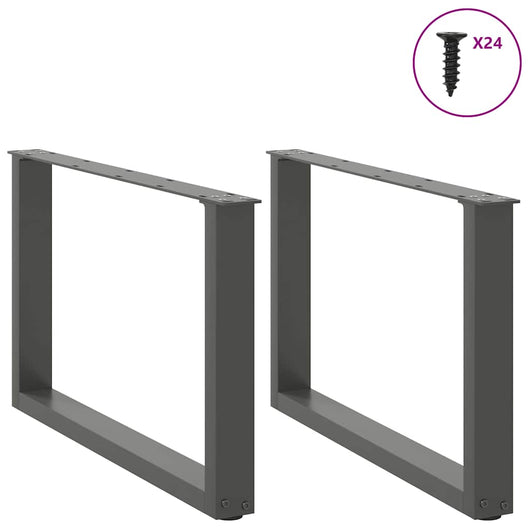 Set di 2 gambe regolabili per tavolino da caffè a forma di U 60 x 43 cm design moderno stabili acciaio antracite 02_0057402