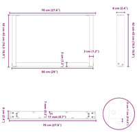 Gambe per Tavolino da Caffè a Forma di U 2 pz Bianche 70x(42-43) cm Acciaio 4013165