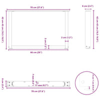 Gambe per Tavolino da Caffè a Forma di U 2 pz Antracite 70x(42-43) cm Acciaio 4013166
