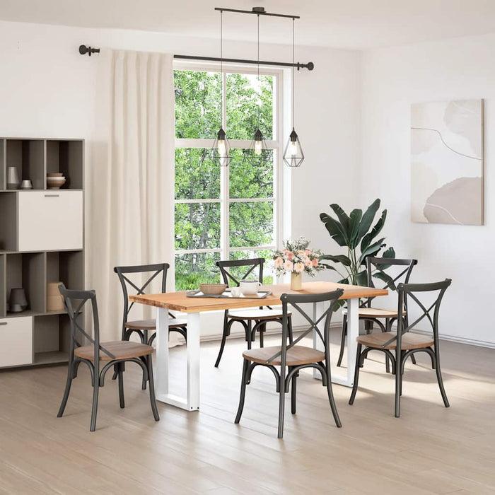 vidaXL Gambe per tavolo da pranzo a forma di U 2 pz bianche 50x(72-73) cm in acciaio