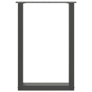 Gambe per tavolo da pranzo a forma di U 2 pz Antracite 50x(72-73) cm Acciaio 4013178