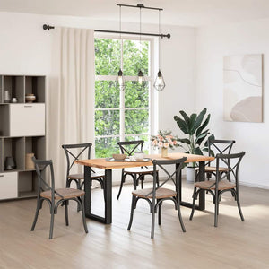 vidaXL Gambe per tavolo da pranzo a forma di U 2 pz nere 60x(72-73) cm in acciaio