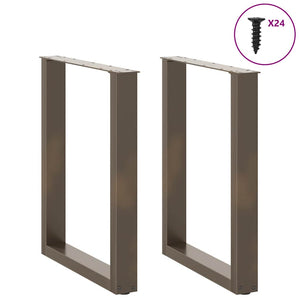 vidaXL Gambe per tavolo da pranzo a forma di U 2 pz in acciaio naturale 60x(72-73) cm