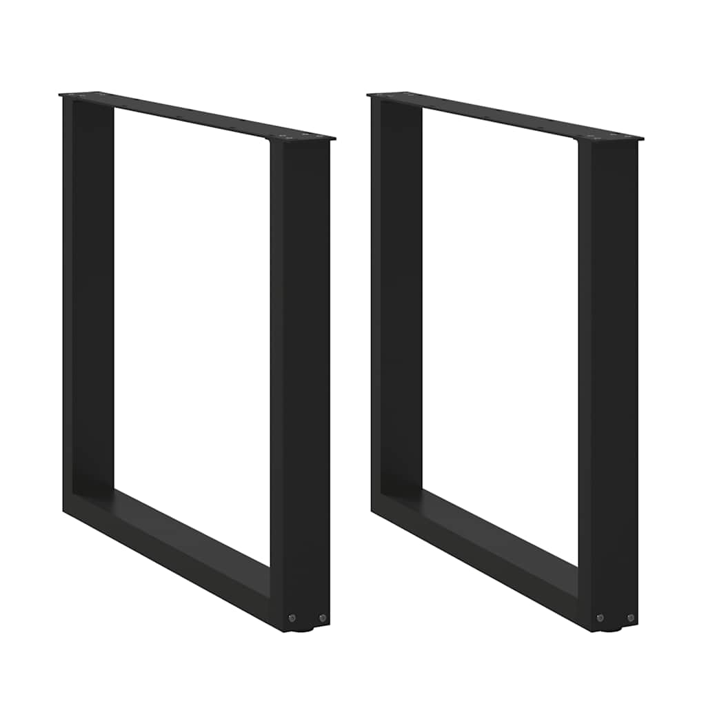 Gambe per tavolo da pranzo a forma di U 2 pz nere 90x(72-73) cm in acciaio
