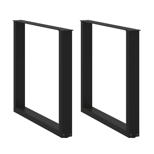 Gambe per tavolo da pranzo a forma di U 2 pz nere 90x(72-73) cm in acciaio