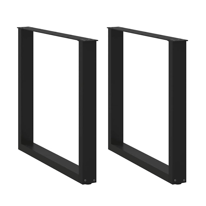 Gambe per tavolo da pranzo a forma di U 2 pz nere 90x(72-73) cm in acciaio