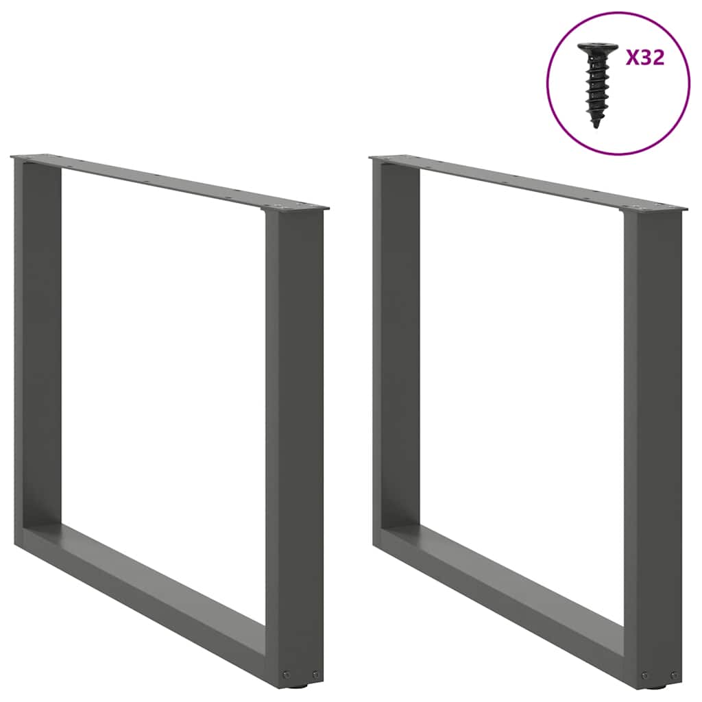 Gambe per tavolo da pranzo a forma di U 2 pz Antracite 100x(72-73) cm Acciaio