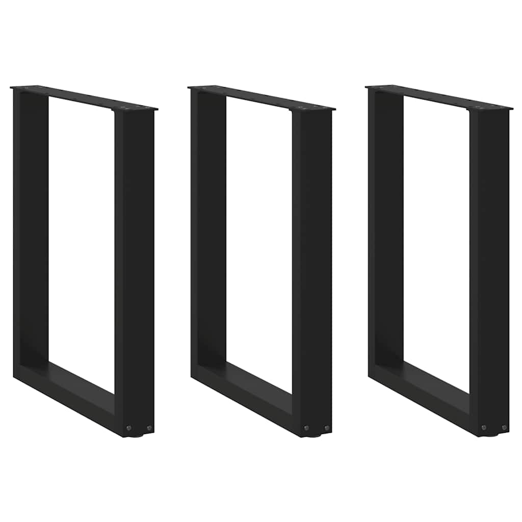 Gambe per tavolo da pranzo a forma di U 3 pz nere 70x(72-73) cm in acciaio